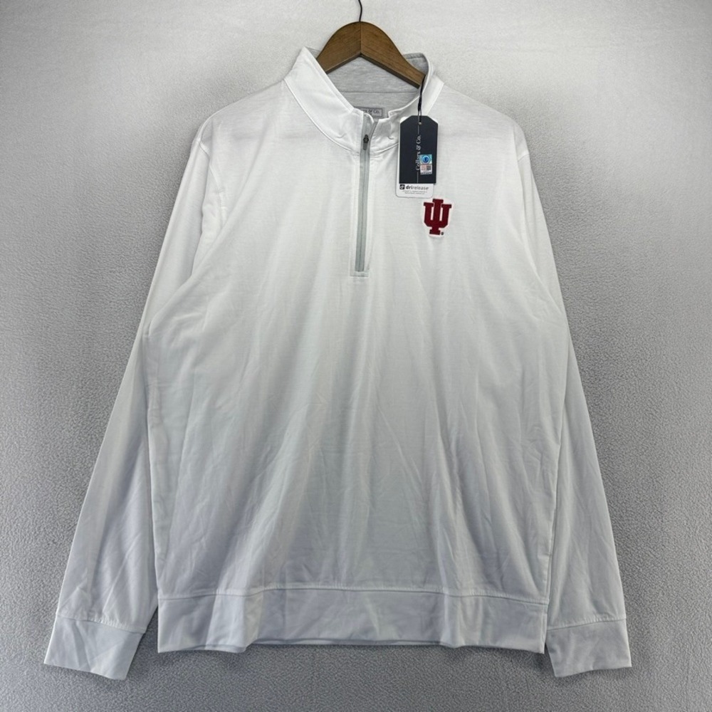 Indiana Hoosiers Quarter Zip Men's XL White Dri Release Collars Co Golf NEW